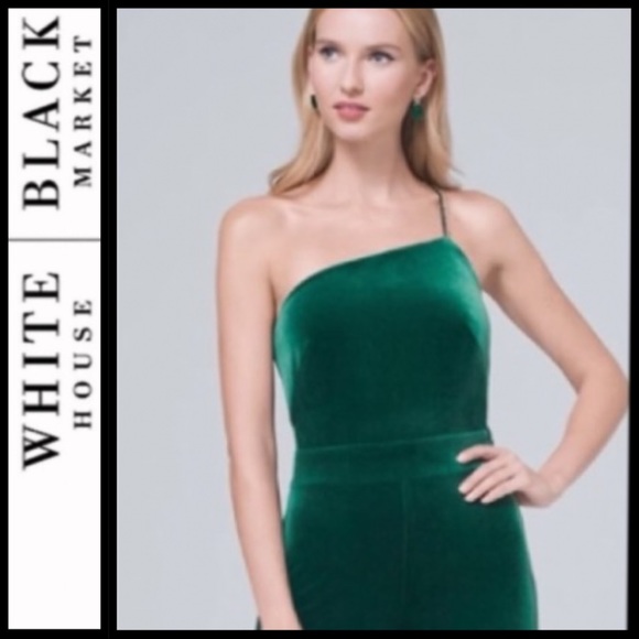 NWT WHBM One-Shoulder Velvet Jumpsuit - Picture 2 of 13